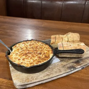 Crab dip with bread.