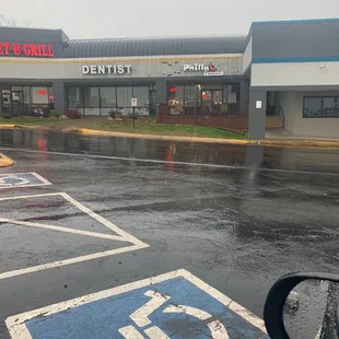 a wet parking lot