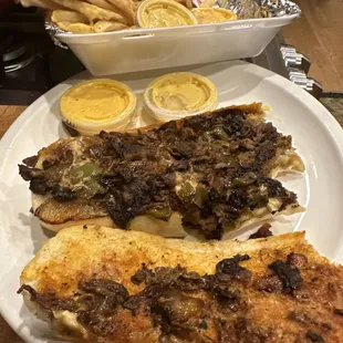 Philly cheesesteak w/ garlic Parm fries ~ borf