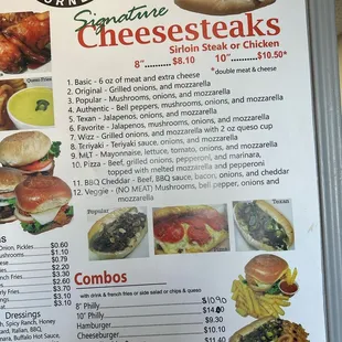 prices for cheesesteaks