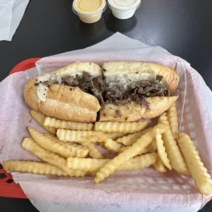8in basic Philly and fries.