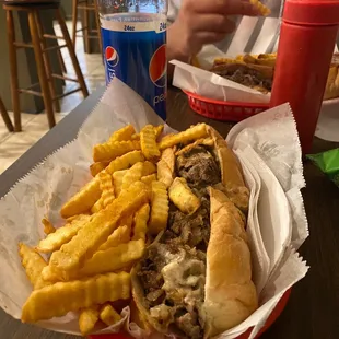 The phillychesteak and French fries