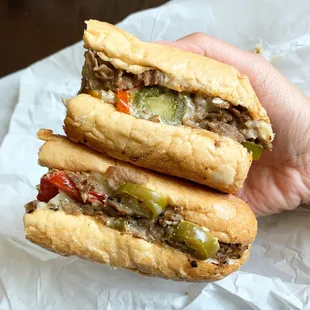 Regular Philly cheesesteak with peppers. No onions.