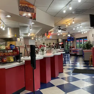 a checkered floor in a restaurant
