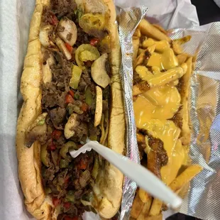 Philly cheesesteak, and chili cheese fries.