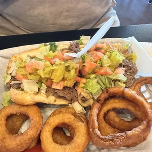 10" Philly with Shaved Ribeye on Amorosa Bread from Philly Onion Rings