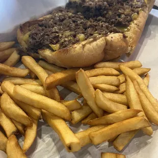 Cheesesteak and fries