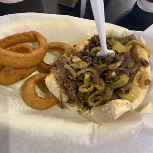 I had the small original sandwich. Nice and spicy, just the way I like it. Someone close by had the fried fish and said it was delicious.