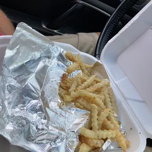 Reuben and frozen crinkle cut fries