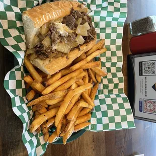 Cheesesteak and fries