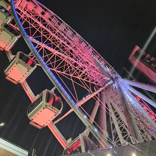 a ferris wheel at night