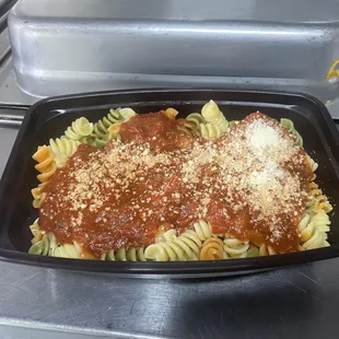 Rotini pasta and meatball