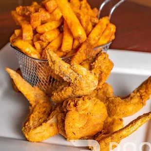 Fried Chicken Wings and Fries