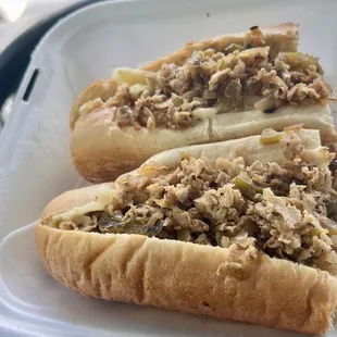 Philly cheesesteak with onions, peppers, and cheese absolutely amazing!