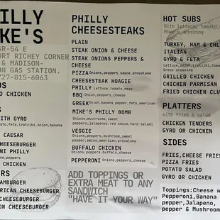 menu