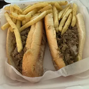 Delicious Philly with peppers and onions on fresh amoroso roll