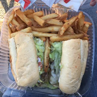 This is my first Philly cheesesteak sandwich ever!