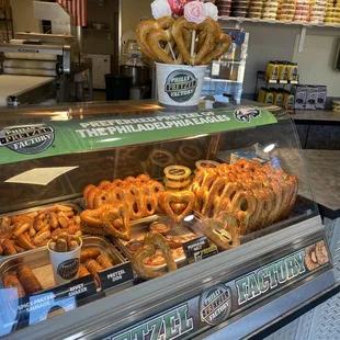 a variety of pretzels