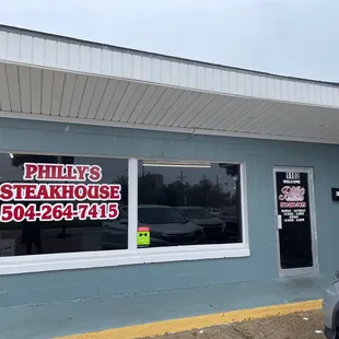 the front of the restaurant