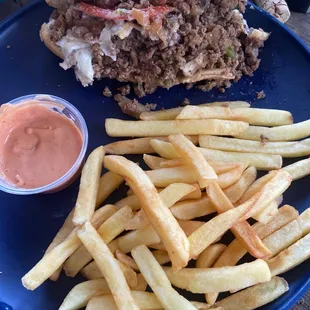 Cheesesteak and fries