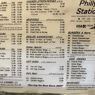 Menu as of November - pricing/availability subject to change