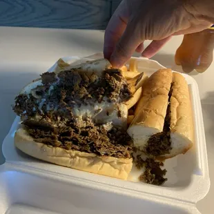 Mushroom cheesesteak &amp; fries