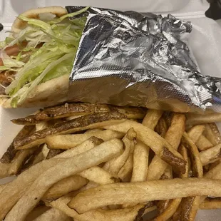a sandwich and french fries