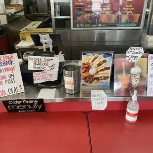 the counter of a restaurant