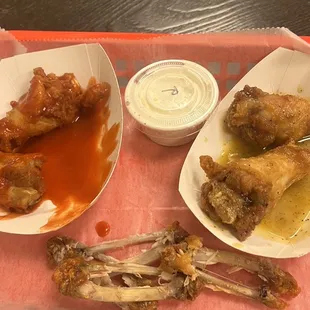 Lemon pepper wings and buffalo hot wings