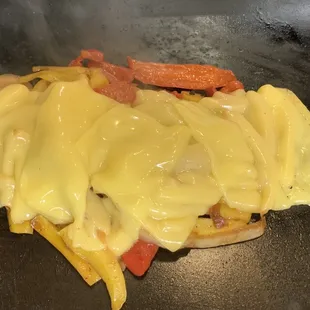 Vegan jackfruit based cheesesteak with vegan cheese