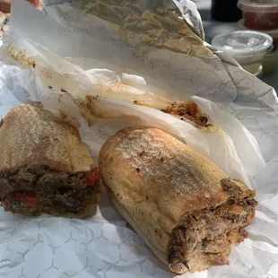 Philly cheesesteak with American cheese and red peppers