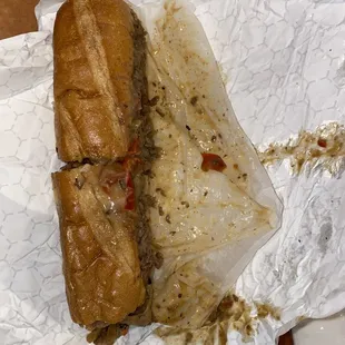 With house wiz, peppers and onions, messy but totally worth it!