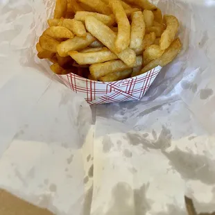 Large side of fries cooked well done - $7 - HUGE portion size - definitely enough to share - piping hot out of fryer - SO GOOD!