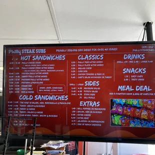 Menu board