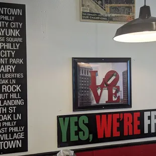 a restaurant with a red booth