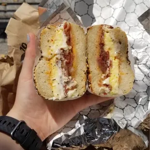 Bacon Egg and Cheese on an Egg Everything