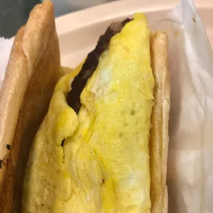 an omelet and a sandwich