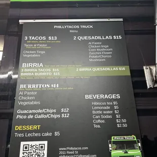 Truck menu