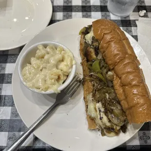 Veggie Philly with mac &amp; cheese