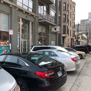 a row of parked cars