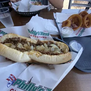 Classic Philly Cheesesteak, Onion Rings