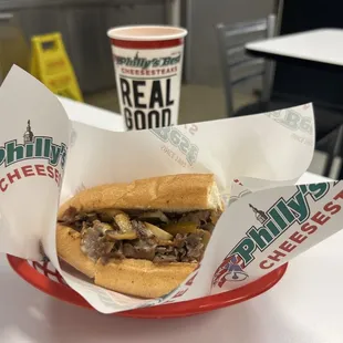 a beef sandwich in a basket