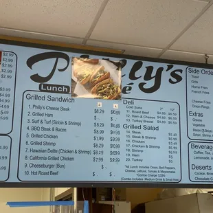 the menu and prices