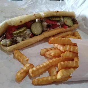 Philly cheese steak and fries