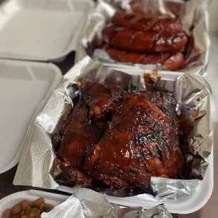 Fire glazed chicken plate, beef hotlinks plate and fire glazed ribs Á al CARTE!!! WOW!!!