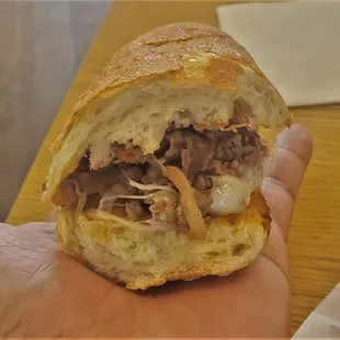 Philly Cheese Steak, proportioned to hand ($9.99)