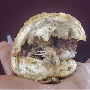 Philly Cheese Steak, proportioned to hand ($9.99)