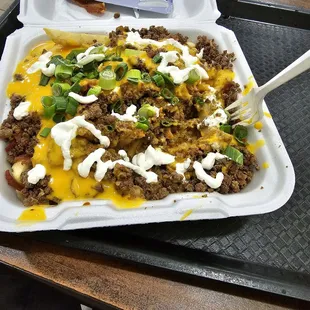 I&apos;m going to make this short as possible, try the loaded fries from Philly&apos;s... that&apos;s it!