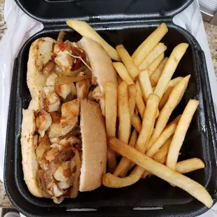 Chicken sandwich and fries
