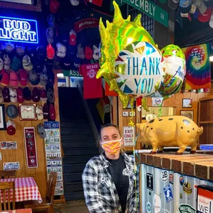 ows a woman wearing a face mask